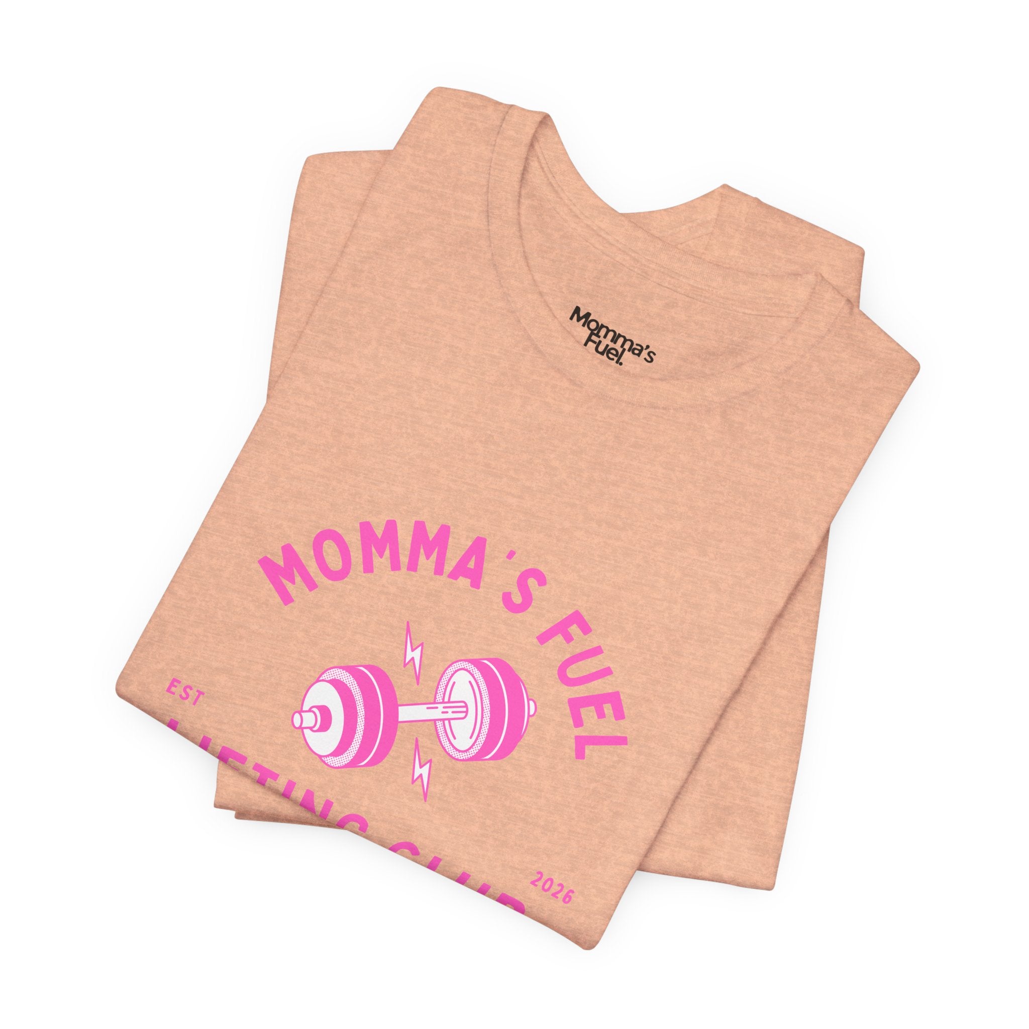 Momma's Fuel Lifting Club T-Shirt — Pink Weightlifting Mom Fitness Tee