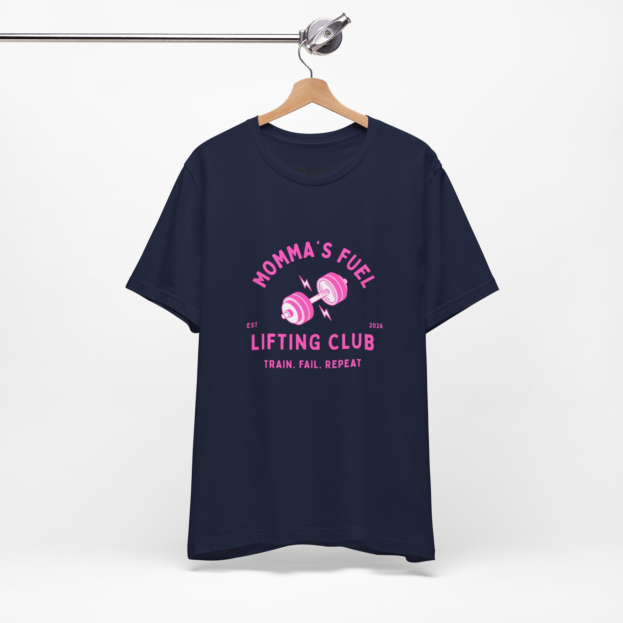 Momma's Fuel Lifting Club T-Shirt — Pink Weightlifting Mom Fitness Tee