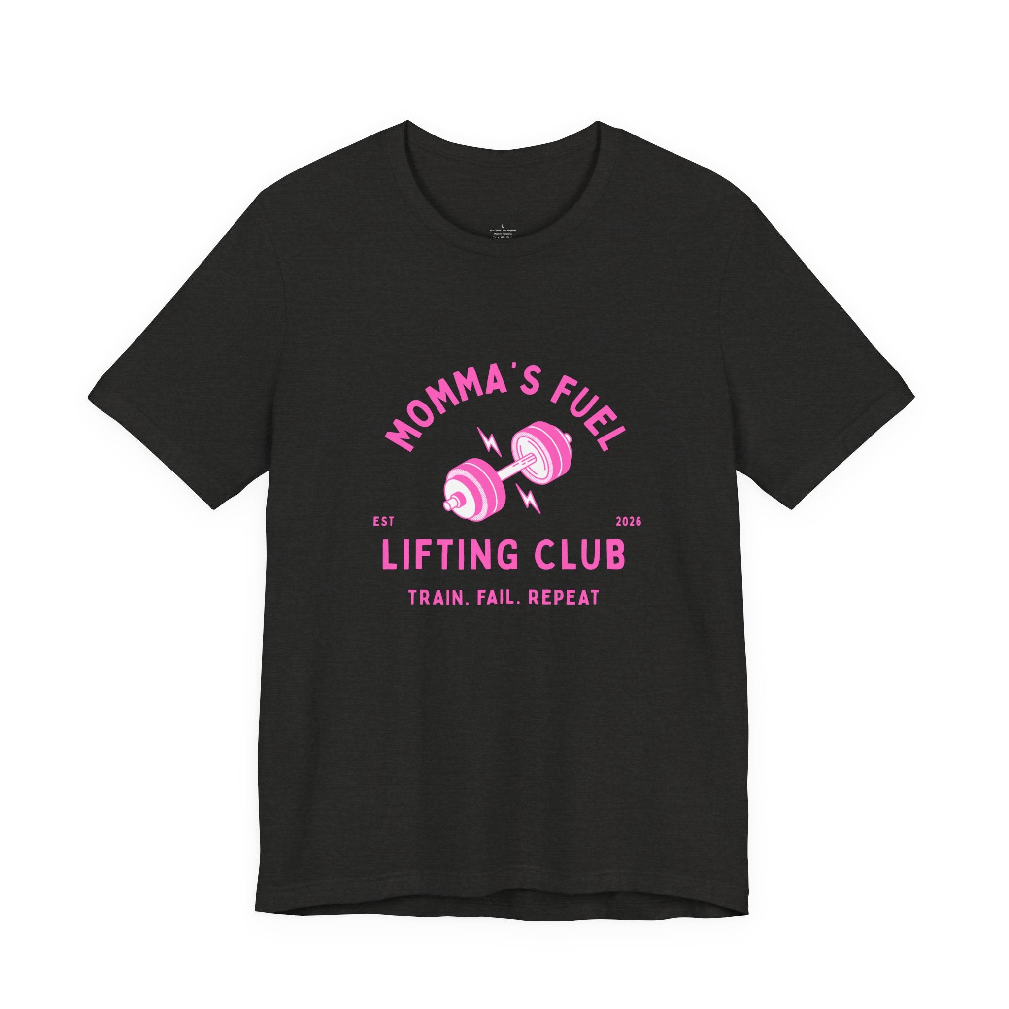 Momma's Fuel Lifting Club T-Shirt — Pink Weightlifting Mom Fitness Tee