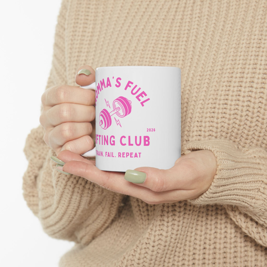 Fitness Mug — "Mom Fuel" Lifting Club Ceramic Coffee Mug (11oz & 15oz)