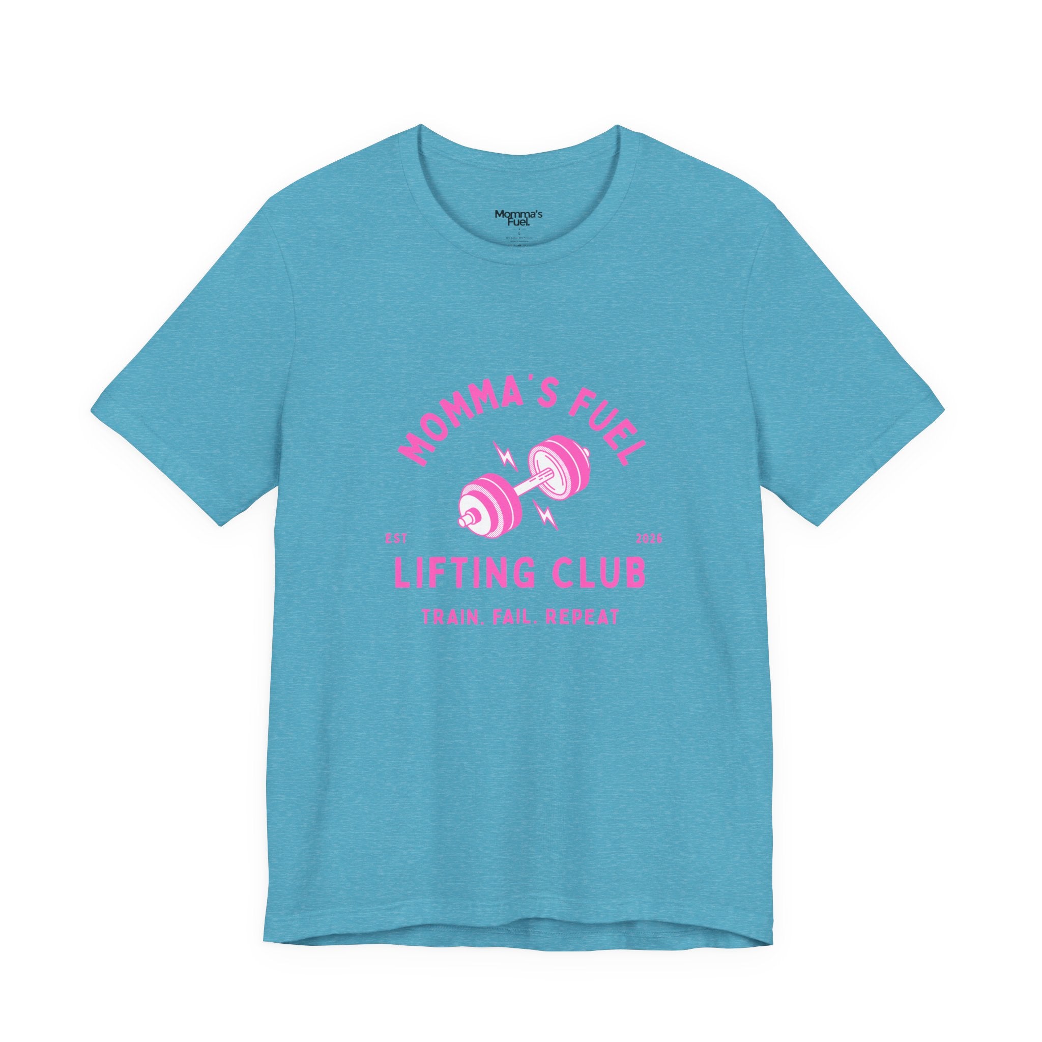 Momma's Fuel Lifting Club T-Shirt — Pink Weightlifting Mom Fitness Tee