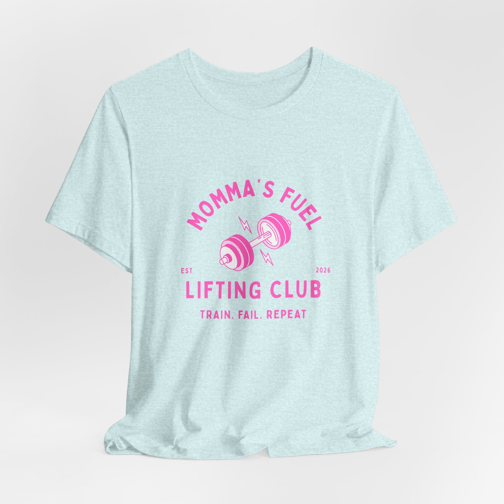 Momma's Fuel Lifting Club T-Shirt — Pink Weightlifting Mom Fitness Tee
