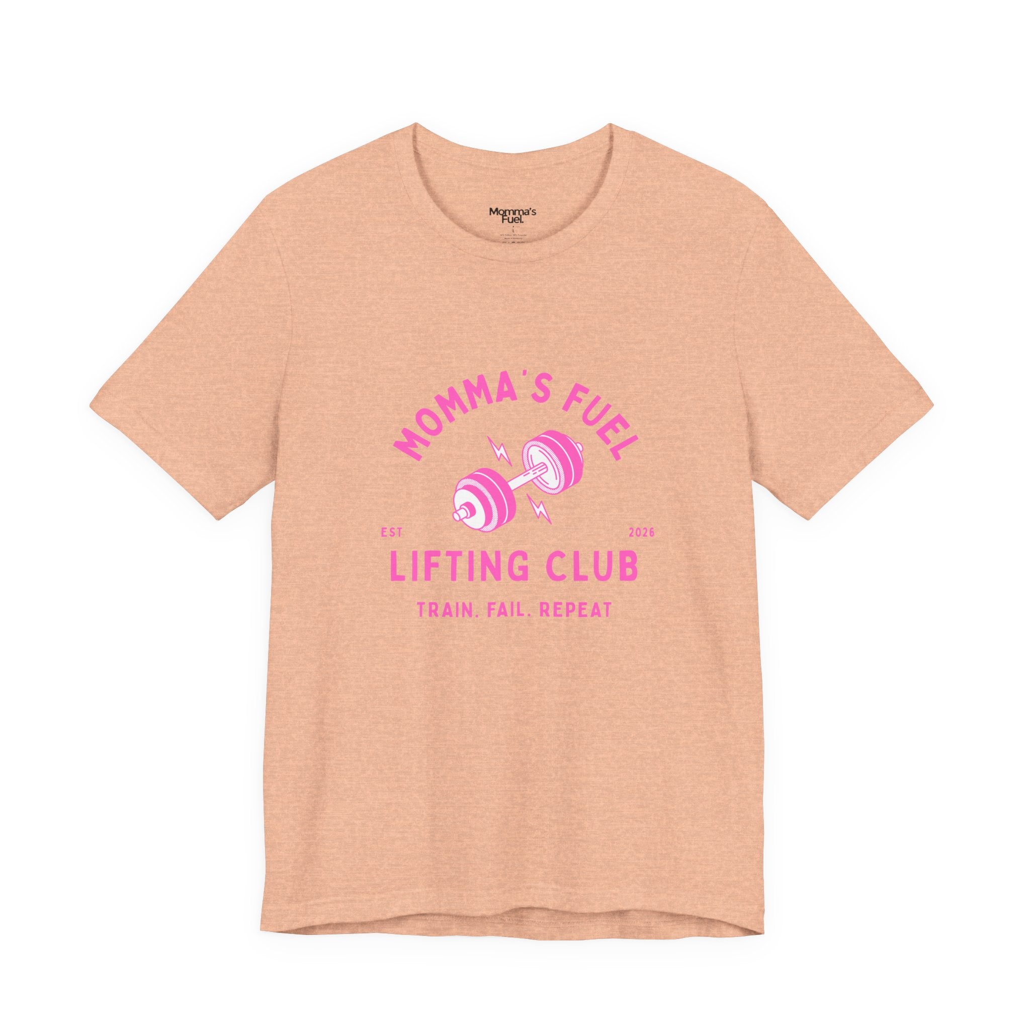 Momma's Fuel Lifting Club T-Shirt — Pink Weightlifting Mom Fitness Tee