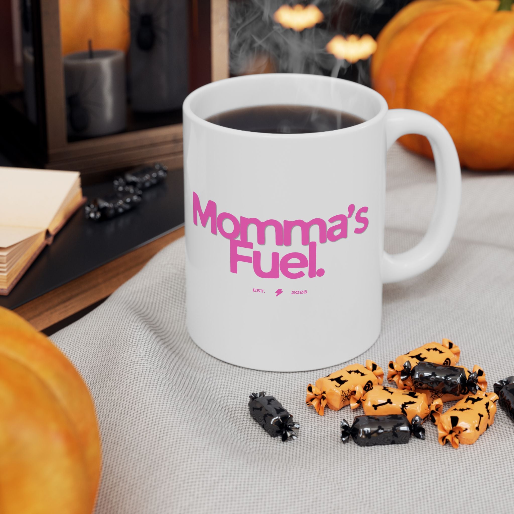 Mama's Fuel Pink Ceramic Mug To Fuel Your Day (11oz, 15oz)
