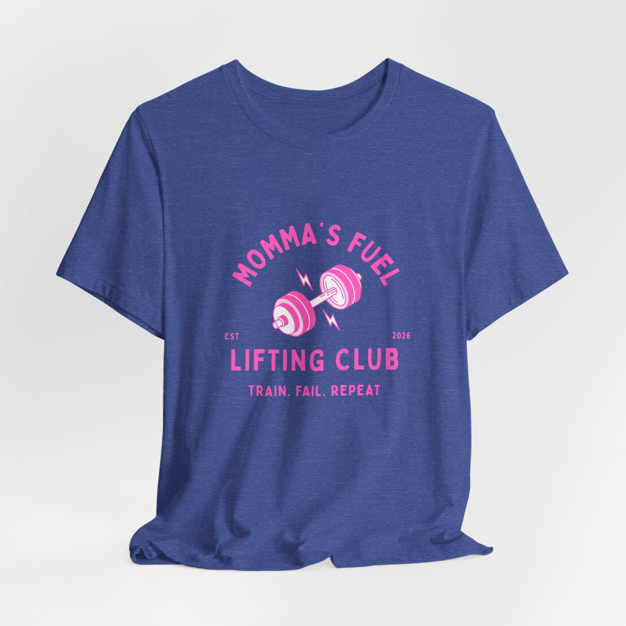 Momma's Fuel Lifting Club T-Shirt — Pink Weightlifting Mom Fitness Tee