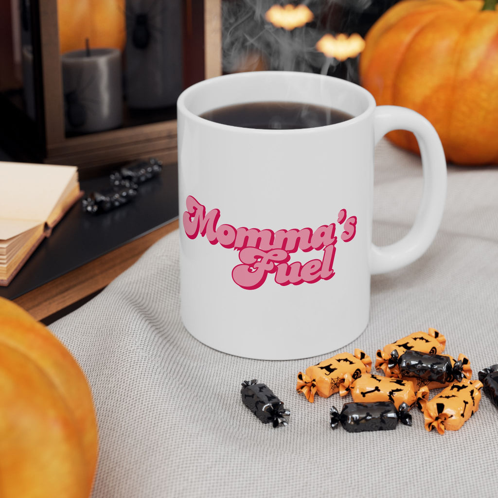 Momma's Fuel Ceramic Mug — Elegant & Cute Cup to Kickstart Morning for Moms (11oz & 15oz)
