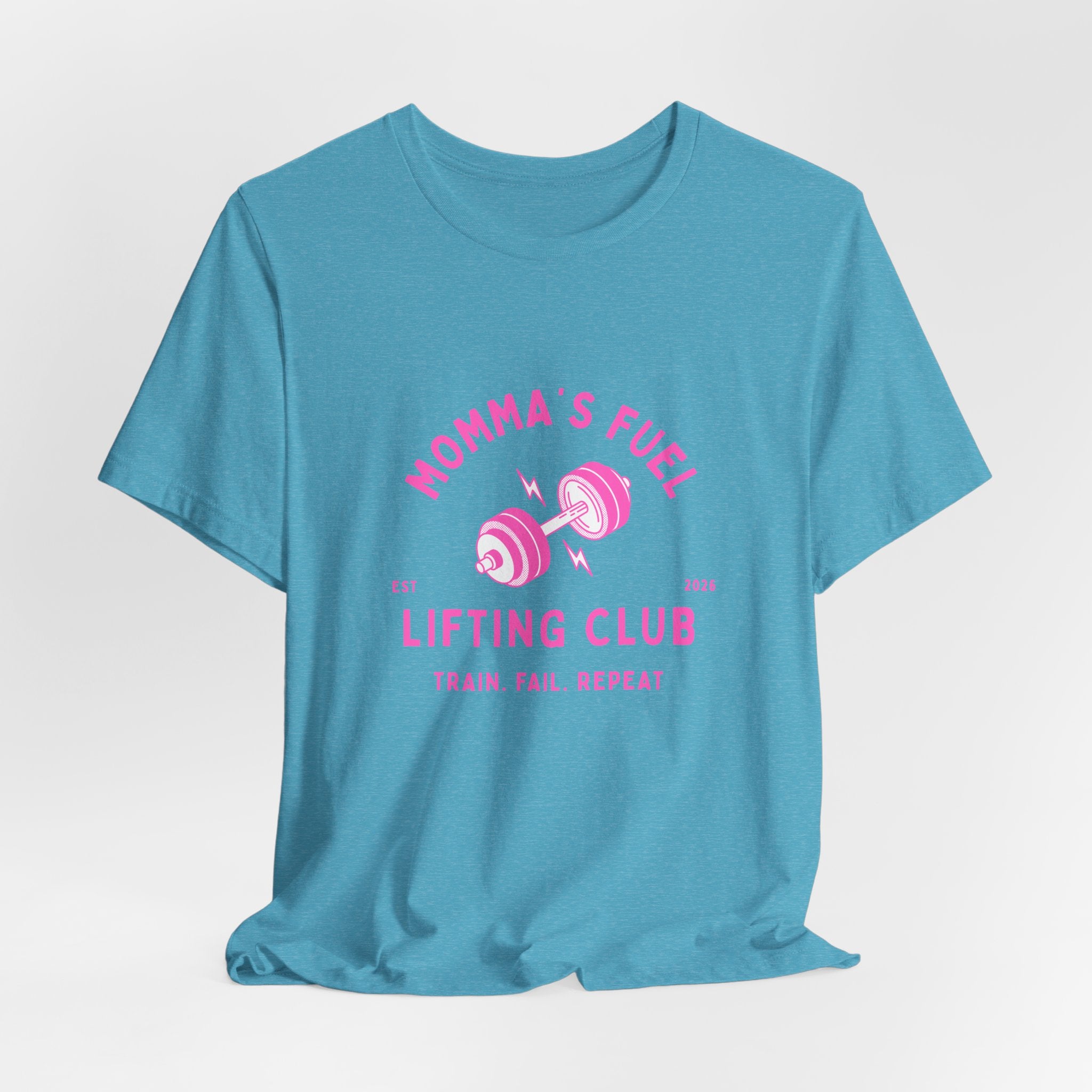 Momma's Fuel Lifting Club T-Shirt — Pink Weightlifting Mom Fitness Tee