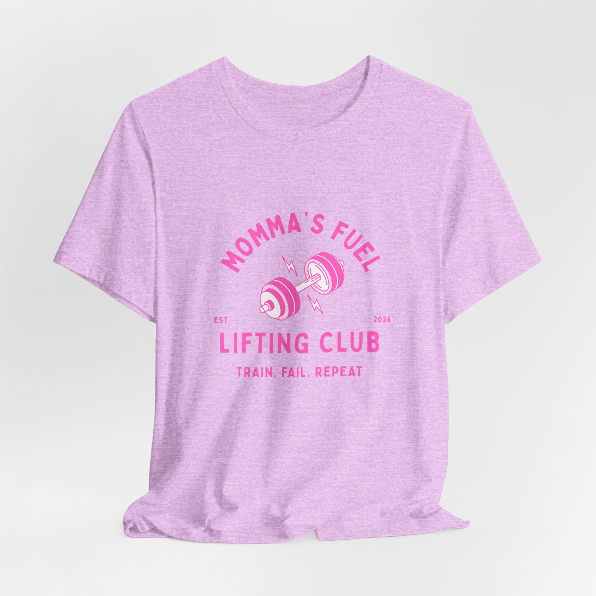 Momma's Fuel Lifting Club T-Shirt — Pink Weightlifting Mom Fitness Tee