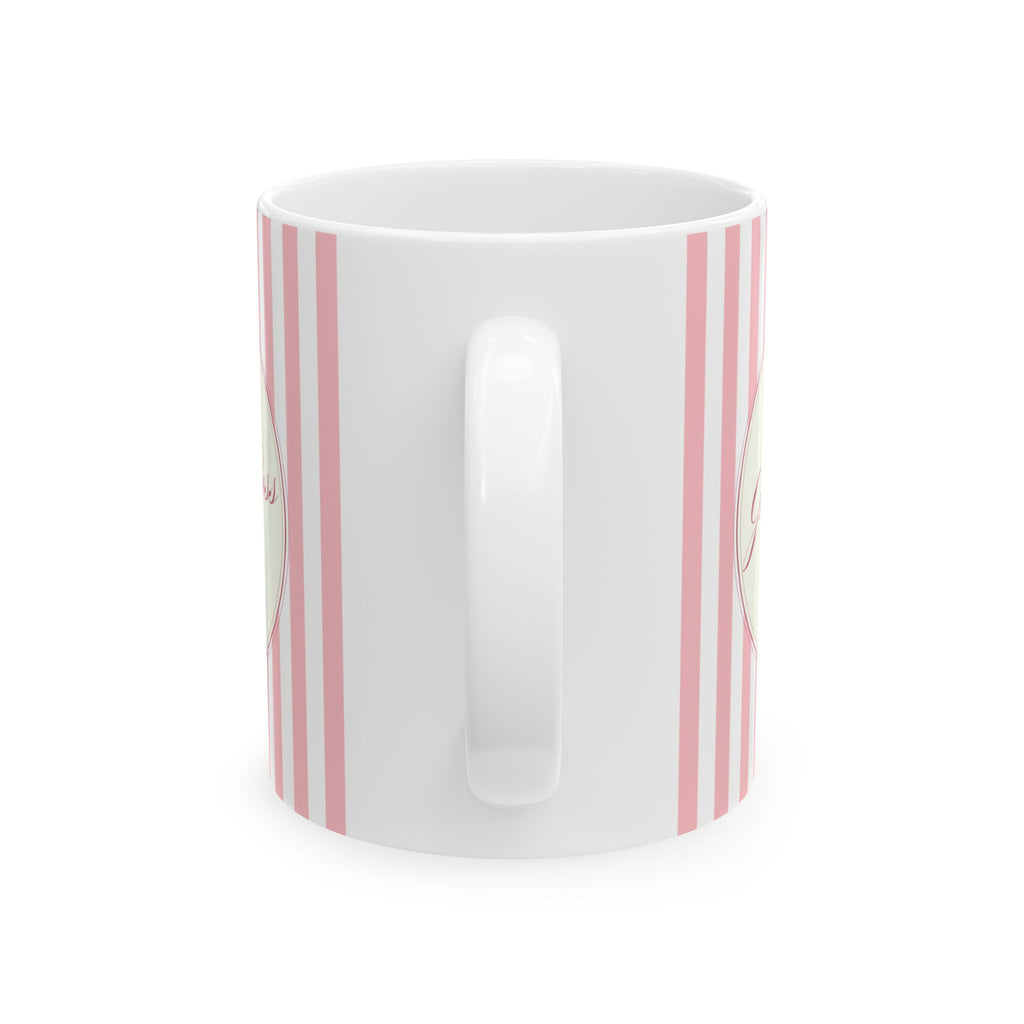 Customized Girl Boss Pink Striped Ceramic Mug  (11oz, 15oz)