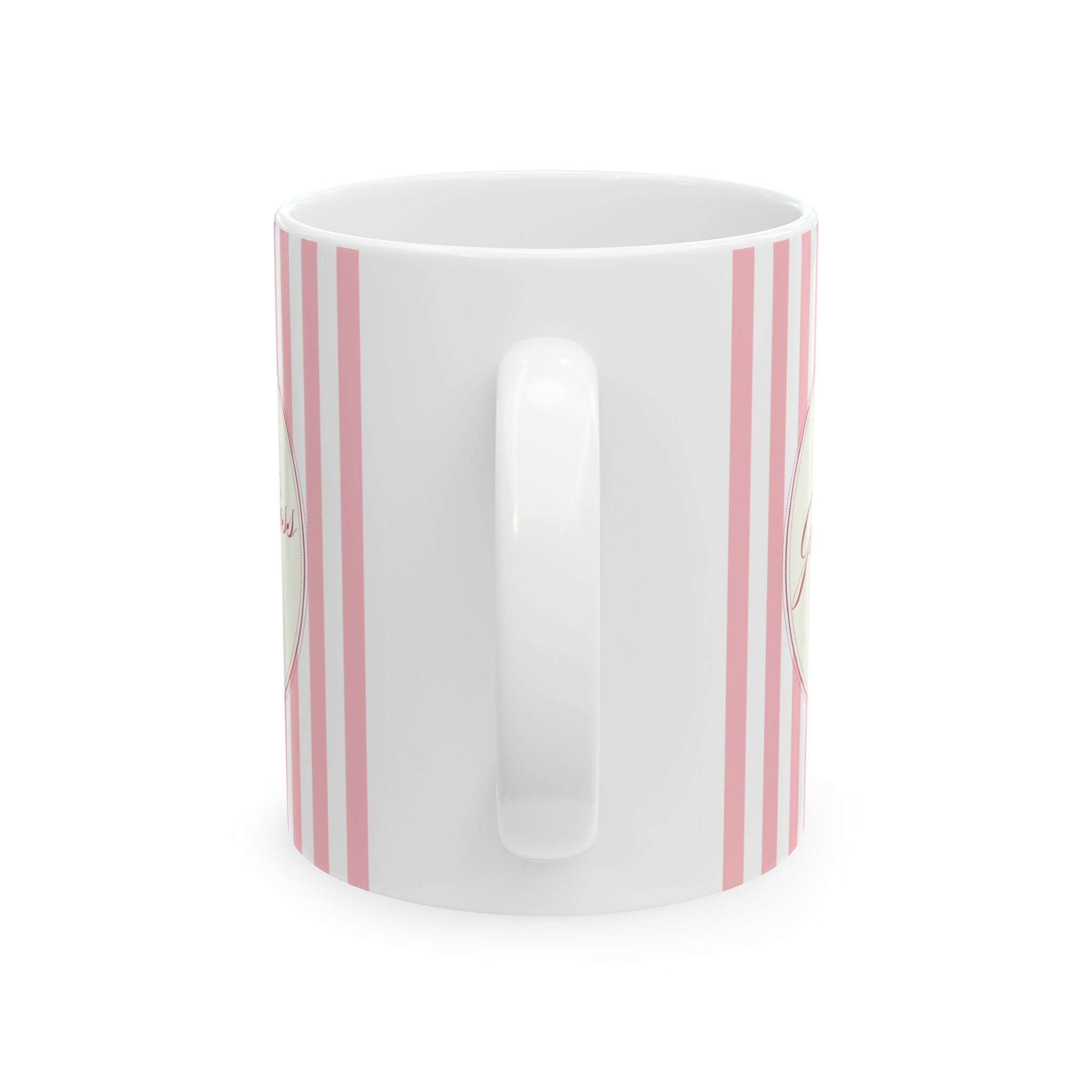 Customized Girl Boss Pink Striped Ceramic Mug  (11oz, 15oz)