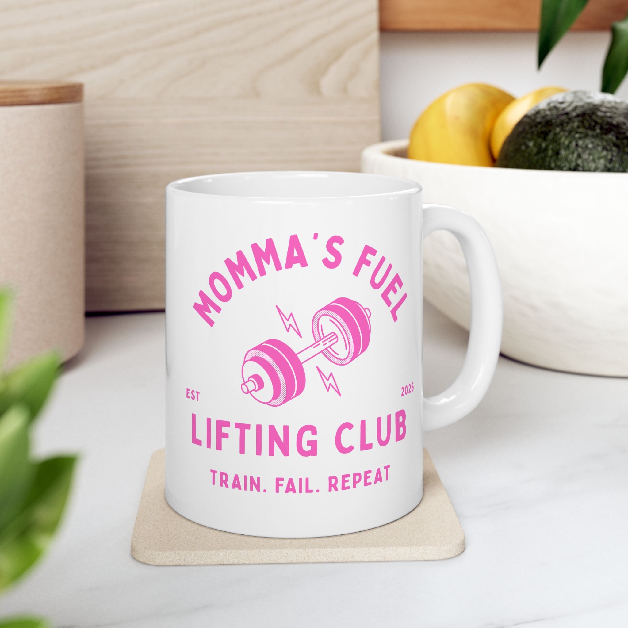 Fitness Mug — "Mom Fuel" Lifting Club Ceramic Coffee Mug (11oz & 15oz)