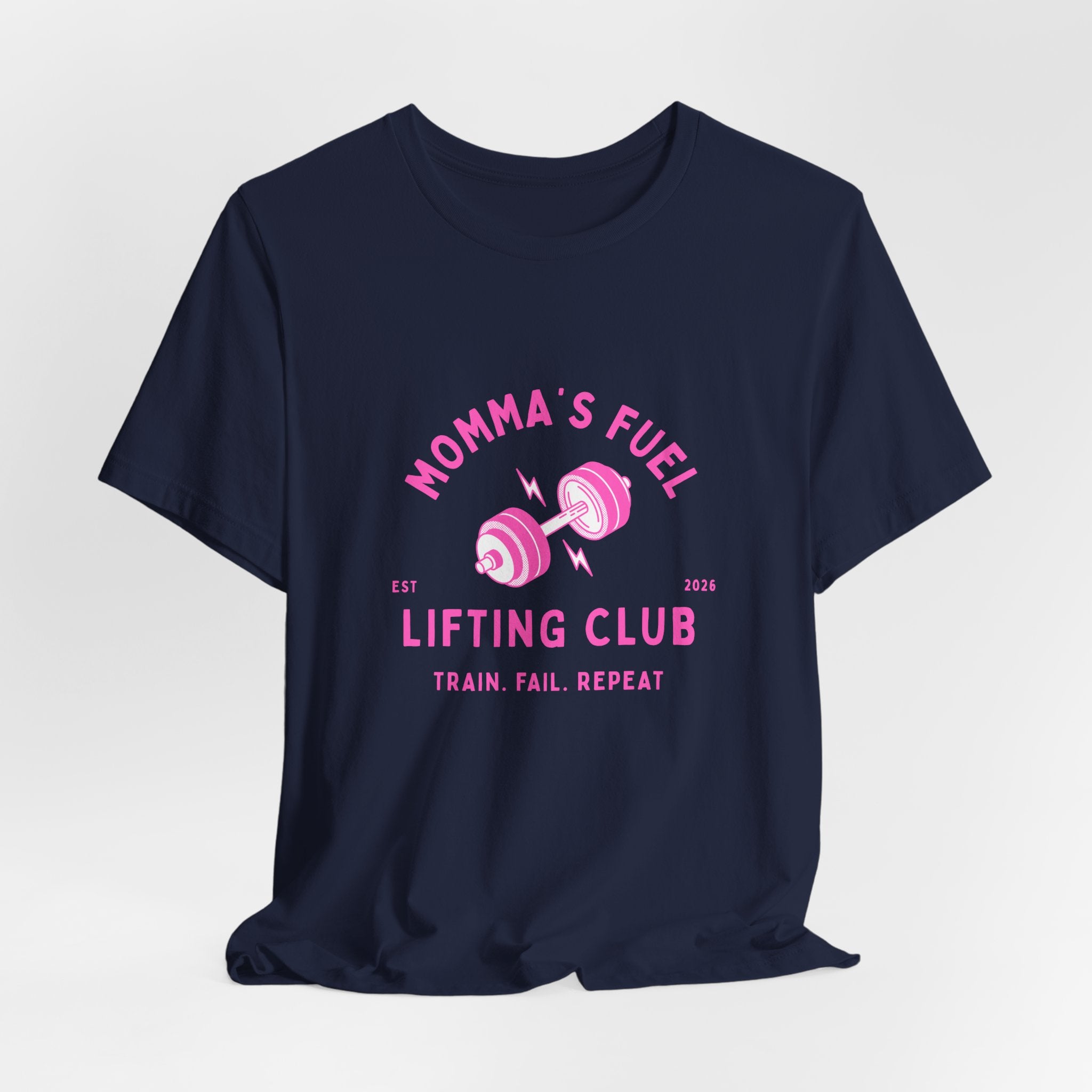 Momma's Fuel Lifting Club T-Shirt — Pink Weightlifting Mom Fitness Tee