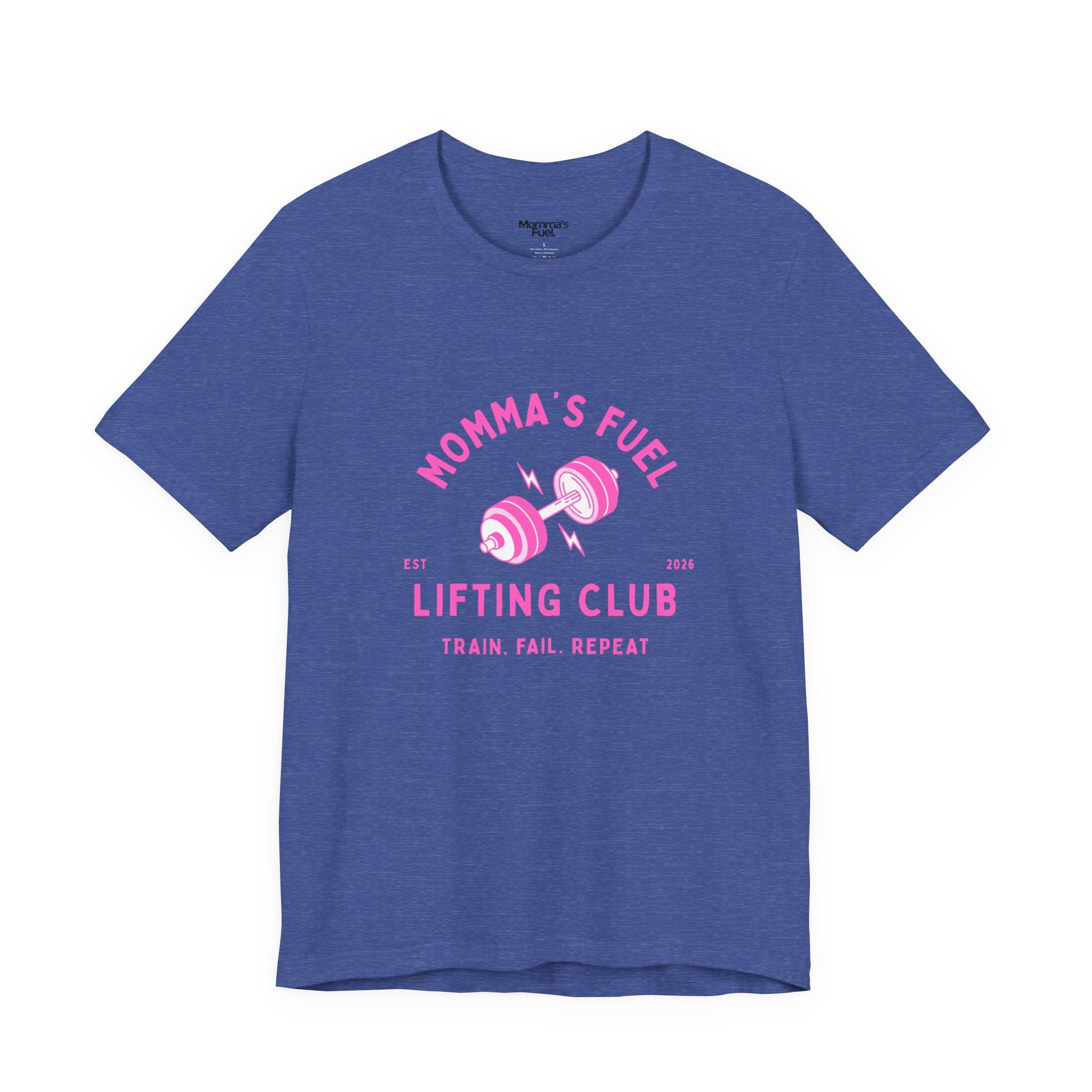 Momma's Fuel Lifting Club T-Shirt — Pink Weightlifting Mom Fitness Tee